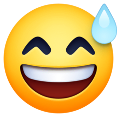 Smile and sweat drop emoji.